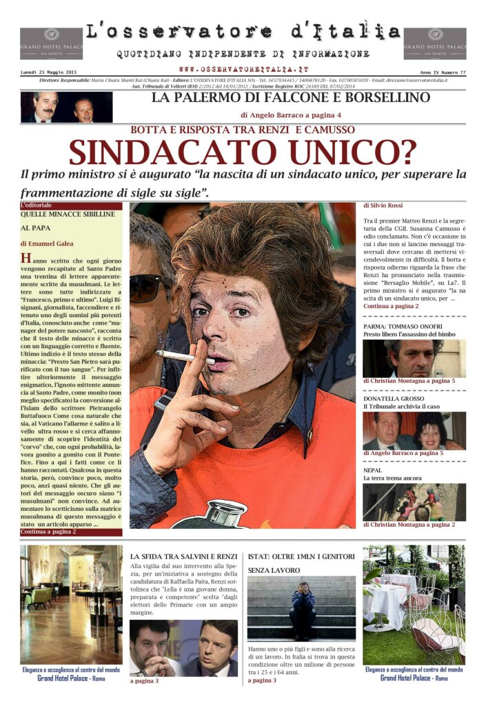 L'osservatore d'Italia edizione del 25 Maggio 2015